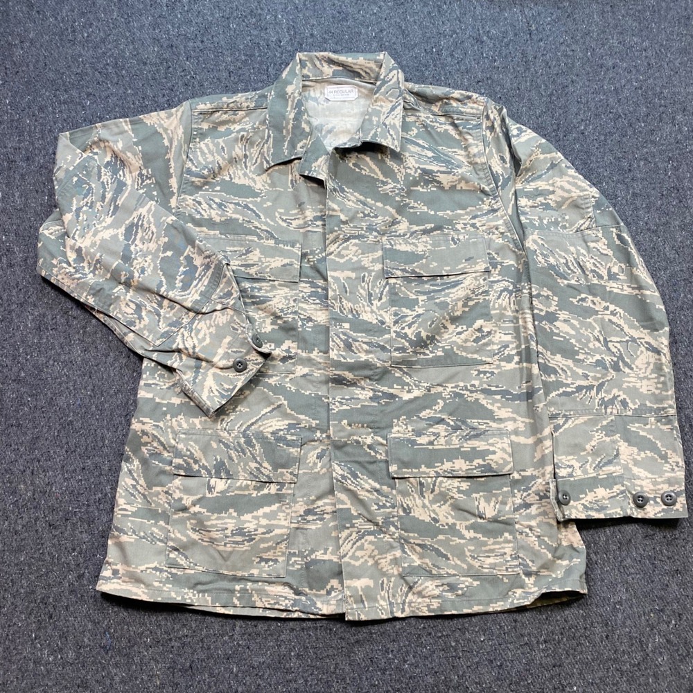 US Air Force ABU Tiger Stripe Camo Combat Jacket 44 Regular Men Gray Skater Gorp